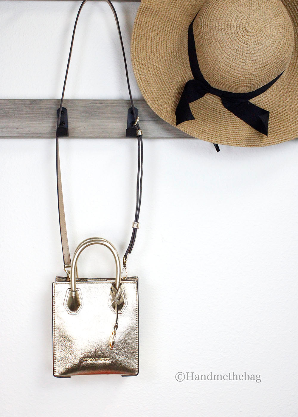 Michael Kors Mercer XS Pale Gold North South Crossbody Bag